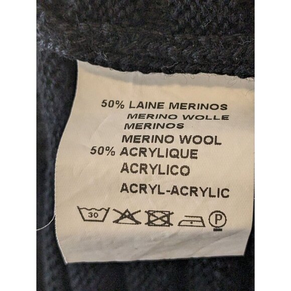 Armor Lux Wool Blend Pullover Sweater Mens M Black Button Up Mock Neck Ribbed - Picture 6 of 7